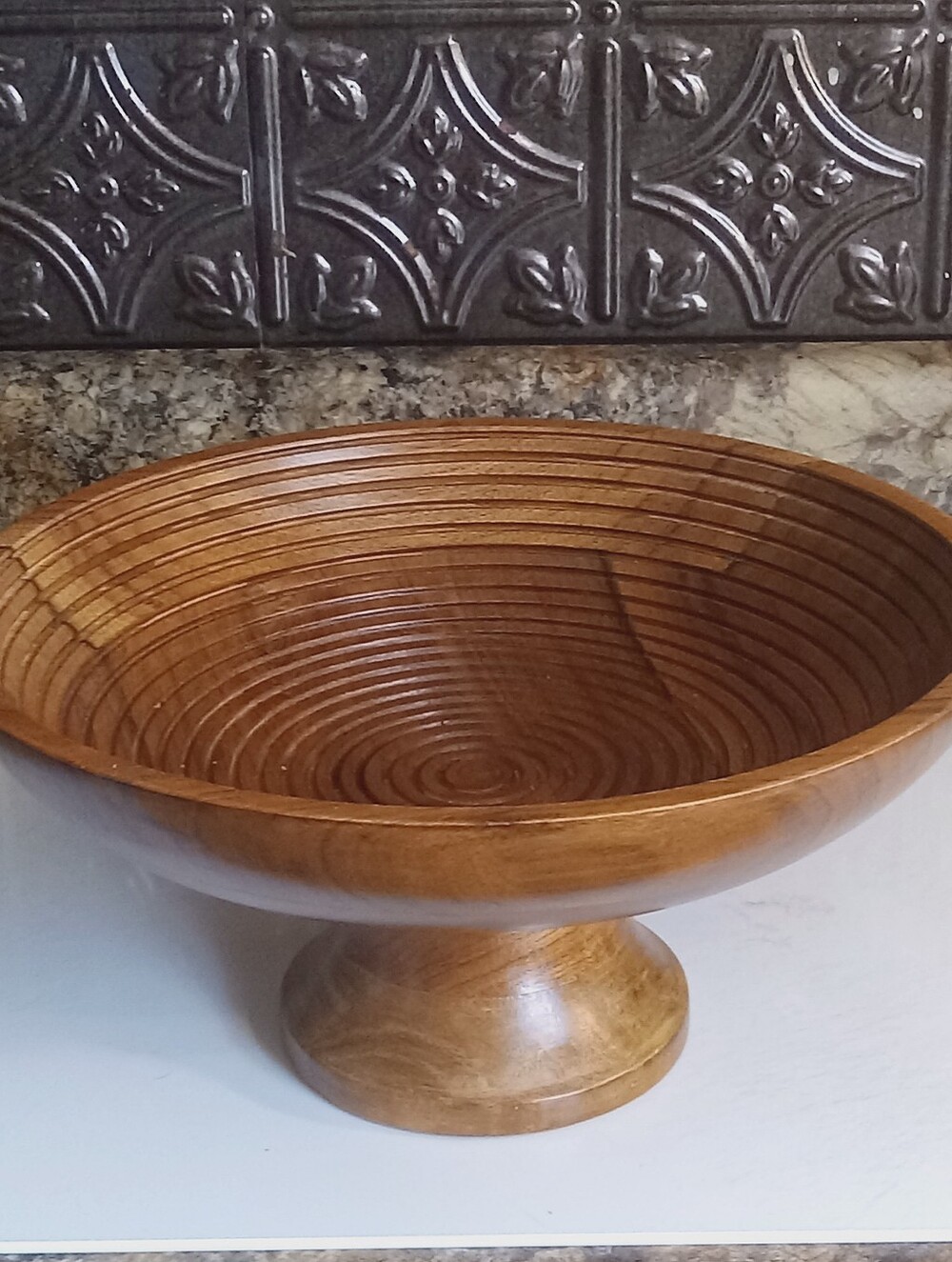 Folkulture Wooden Fruit Bowl for Kitchen Counter | 12" Large Natural Ribbed